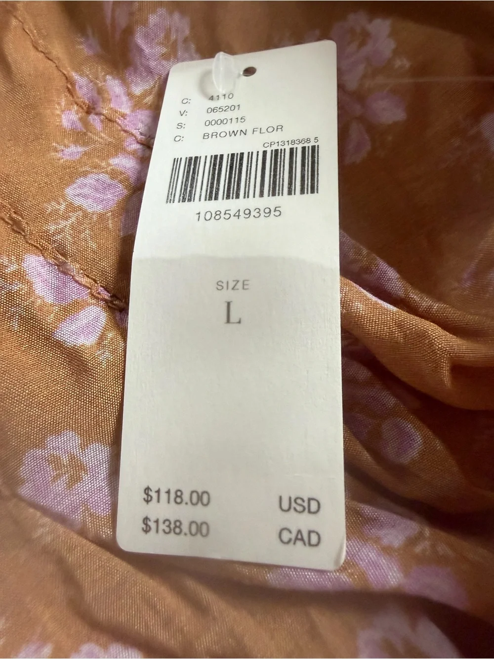 Anthropologie Brown Floral Scoop-Neck Swing Top NWT